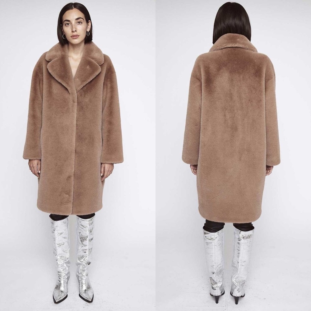 Stand Studio | Camille Cocoon Faux Fur Coat Tan 34/US 2
